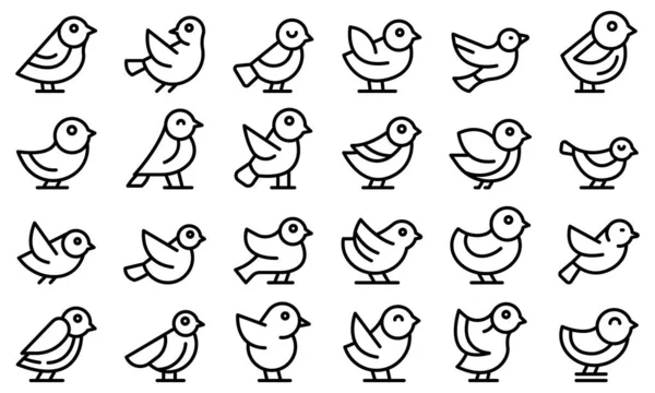 Sparrow icons set outline vector. Fly bird — Stock Vector