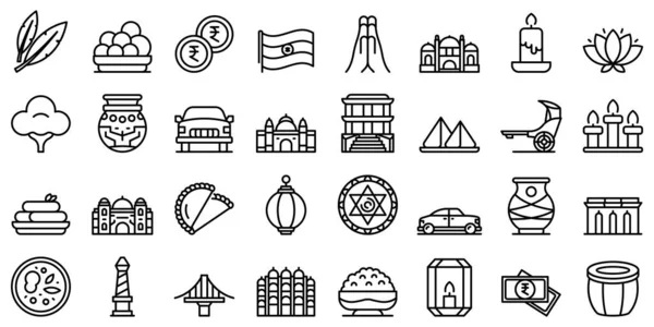 A Kolkata ikonok körvonalazódnak. India városa — Stock Vector