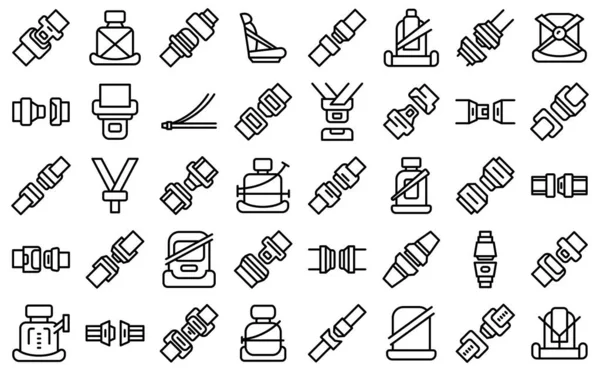 Seat belts icons set outline vector. Safety drive — Stock Vector