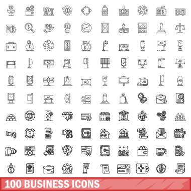 100 iş simgeler kümesi, anahat stili