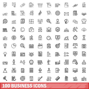 100 iş simgeler kümesi, anahat stili