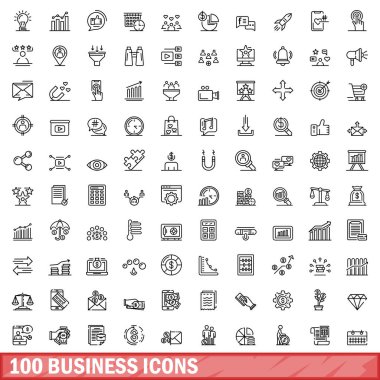 100 iş simgeler kümesi, anahat stili