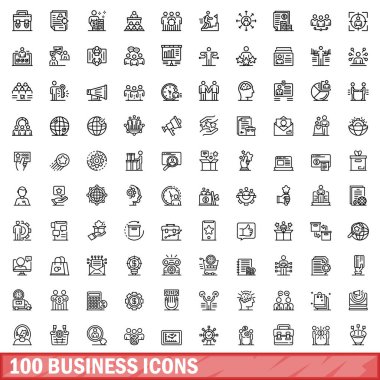 100 iş simgeler kümesi, anahat stili