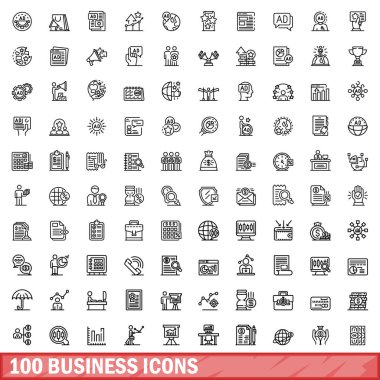 100 iş simgeler kümesi, anahat stili
