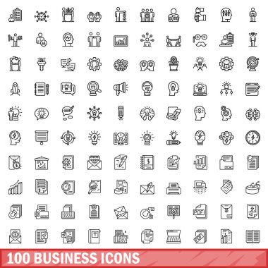 100 iş simgeler kümesi, anahat stili