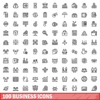 100 iş simgeler kümesi, anahat stili