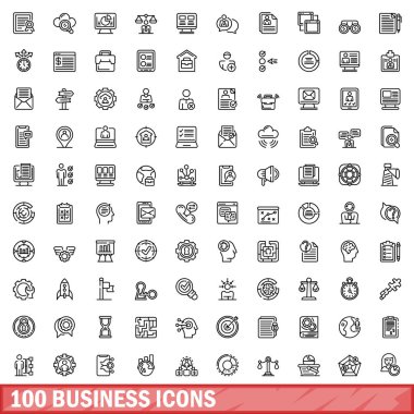 100 iş simgeler kümesi, anahat stili