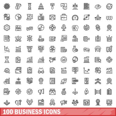 100 iş simgeler kümesi, anahat stili