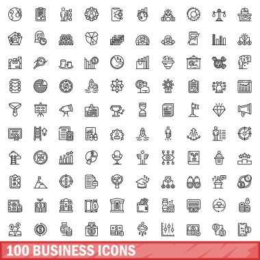 100 iş simgeler kümesi, anahat stili