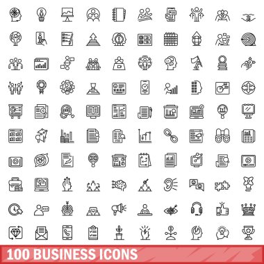 100 iş simgeler kümesi, anahat stili
