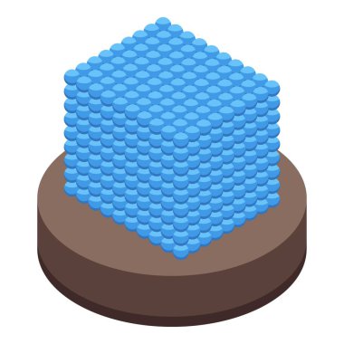 Manyetik küp ikonu izometrik vektörü. Elektrik alanı