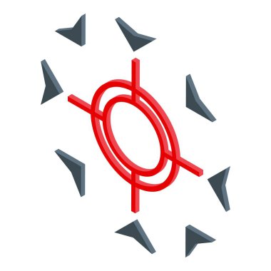 Beyin hedef ikonu izometrik vektörü. Zene odaklan