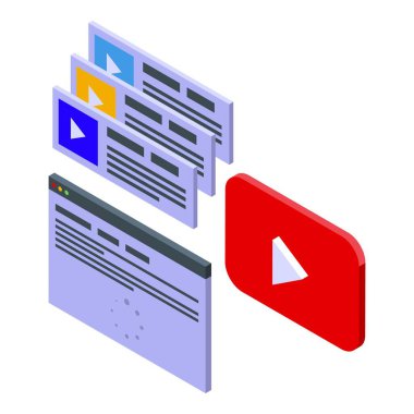 Video çevrimiçi rota ikonu izometrik vektörü. Serbest öğrenim