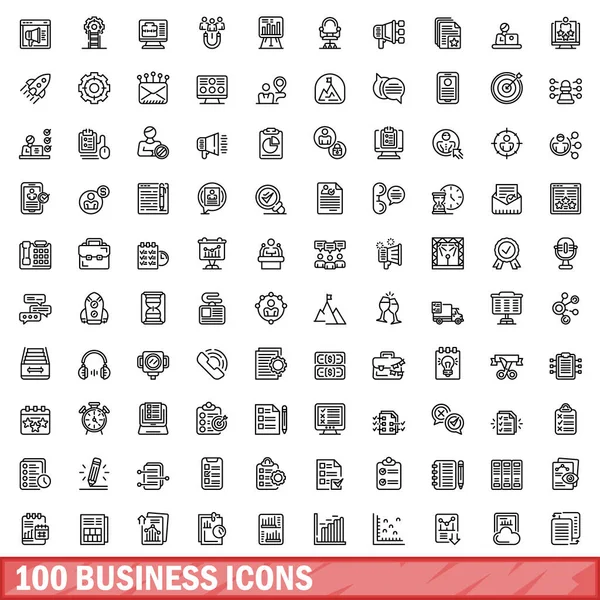 100 iş simgeler kümesi, anahat stili