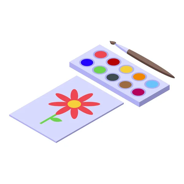 Icône de concentration de peinture enfant vecteur isométrique. Équilibre mental — Image vectorielle