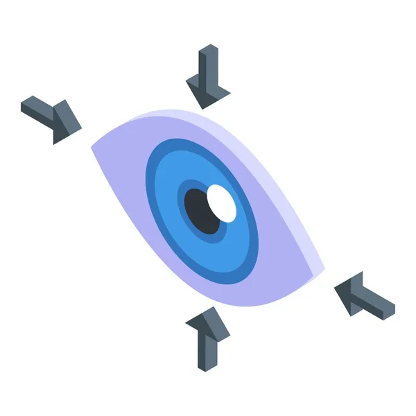Ikon konsentrasi mata adalah vektor isometrik. Fokus otak - Stok Vektor