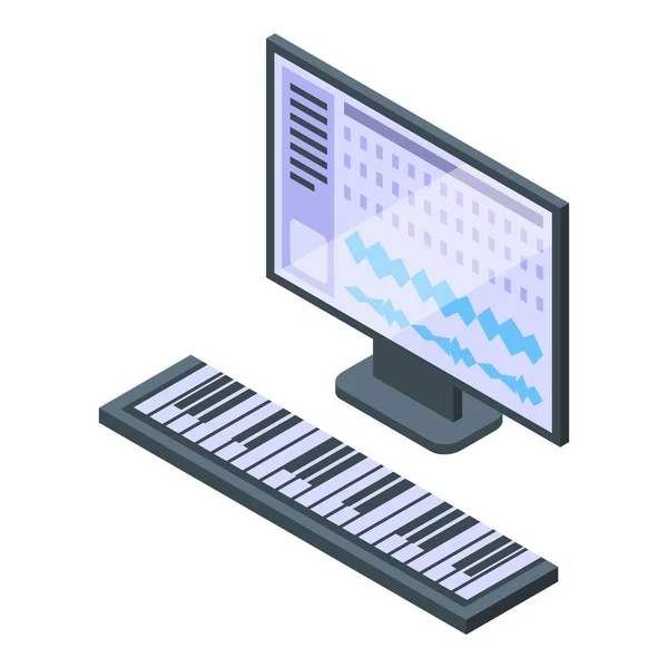 Иконка музыкального свободного курса изометрический вектор. Онлайн команда — стоковый вектор