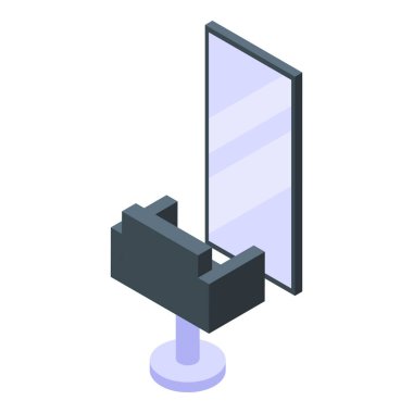 Salon sandalyesinin ayna ikonu izometrik vektörü. Güzellik salonu