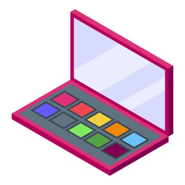 Ayna makyaj renkleri ikonu izometrik vektörü. Salon salonu.