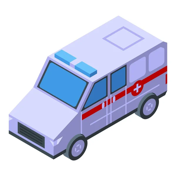 Vecteur isométrique d'icône de voiture d'ambulance vertigineuse. Maladie — Image vectorielle
