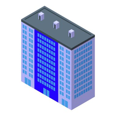 Çok katlı ikon izometrik vektörü. Şehir binası