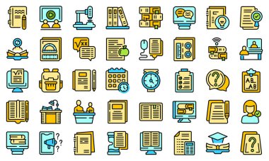 Ev ödevi yardım simgeleri vektörü düz ayarlar