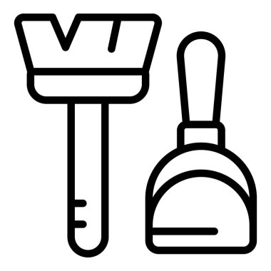 Fırça faraş simgesi ana hat vektörü. Ev temizleyici