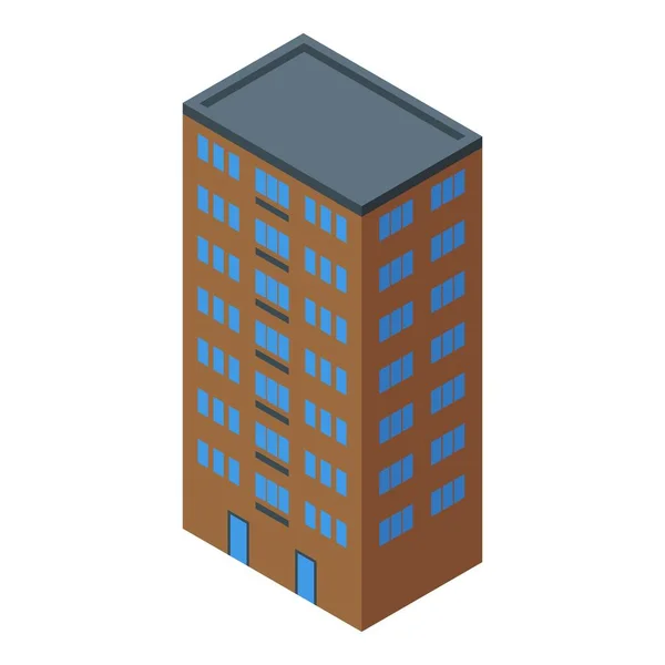 Изометрический вектор многоэтажного строительного блока. Внешний фасад — стоковый вектор