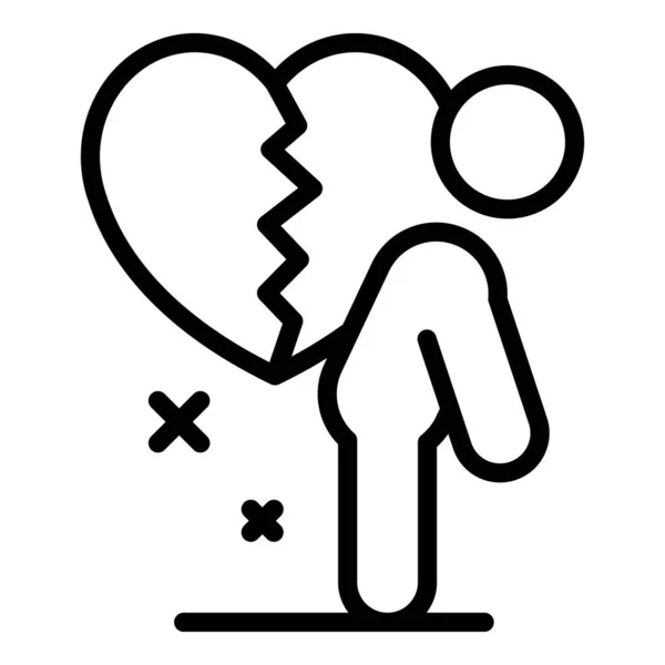 Kalp fren suistimali ikonu ana hatları vektörü. Şiddet okulu — Stok Vektör