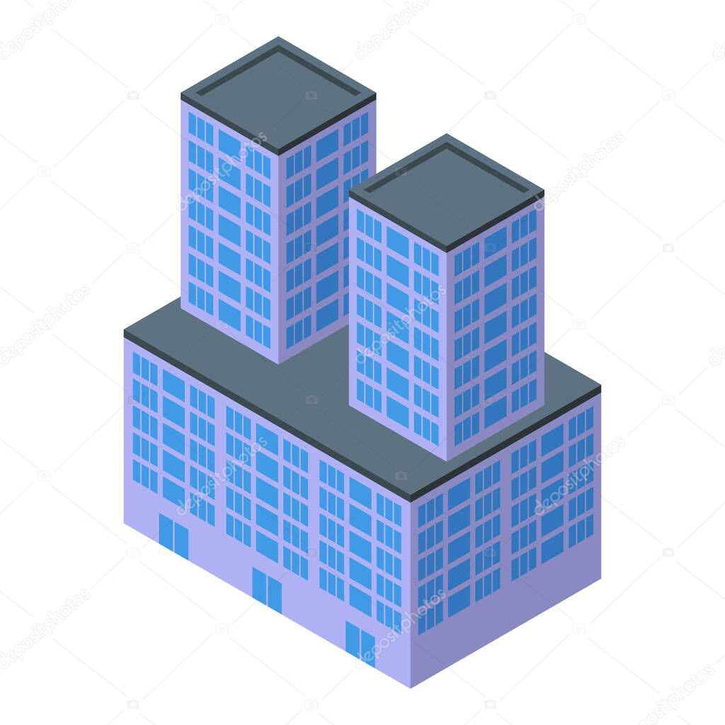 Outside multistory building icon isometric vector. City office