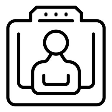 Video çevrimiçi konferans ikonu ana hatları vektörü. Grup bilgisayarı