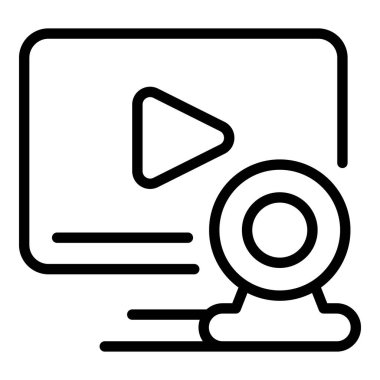 Video çevrimiçi kamera ikonu ana hatları vektörü. Grup toplantısı