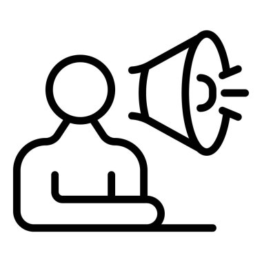 Konferans webinar simgesi ana hat vektörü. Çevrimiçi video