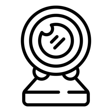 Web kamera simgesi ana hatlı vektör. Çevrim içi konferans