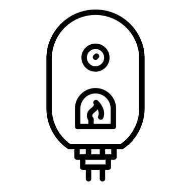 Gaz ısıtıcısı alev ikonu ana hatları vektörü. Elektrik sistemi