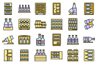 Şarap dolabı simgeleri vektörü düzleştirin