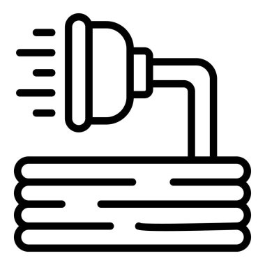 Bahçe hortumu ikonu ana hat vektörü. Sulama sistemi