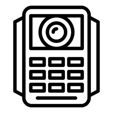 Video dahili iletişim güvenlik simgesi ana hatları vektörü. Kontrol kamerası