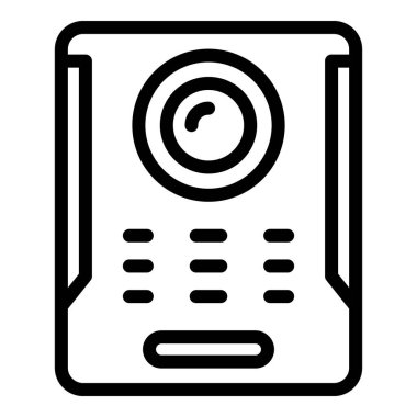 Video dahili iletişim simgesi ana hatları vektörü oluşturuluyor. Kapı sistemi