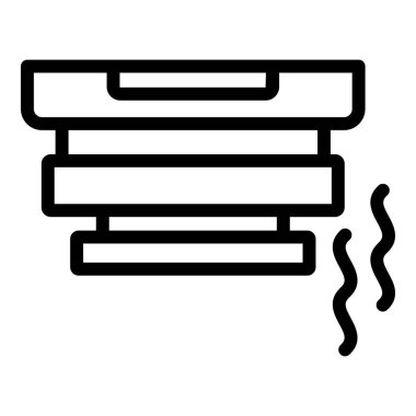 Batarya duman dedektörü ikon ana hatları vektörü. Alarm sensörü