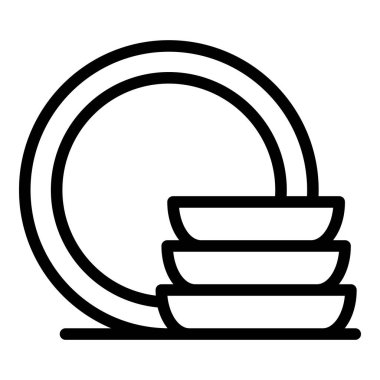 Çanak paketi ana hatları vektörü. Mutfak deterjanı