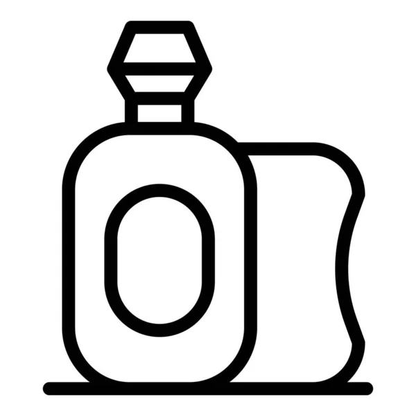Vektor obrysu ikony dávkovače mytí. Tekutá lahvička — Stockový vektor