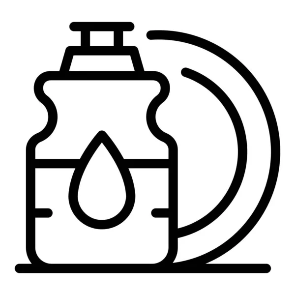 Waschen Produkt-Symbol Umrissvektor. Flüssigwaschmittel — Stockvektor