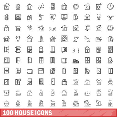 100 ev simgesi seti, özet biçimi