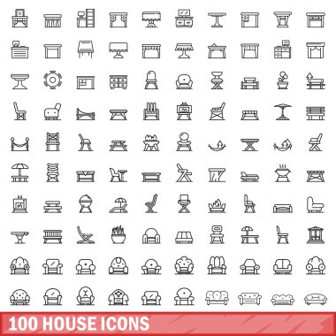 100 ev simgesi seti, özet biçimi