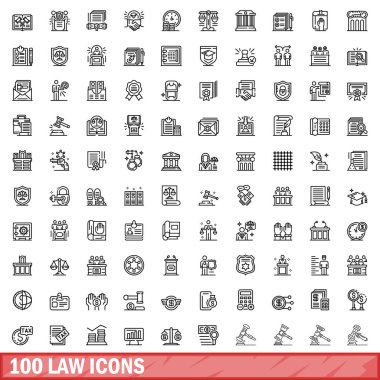 100 hukuk Icons set, anahat stili