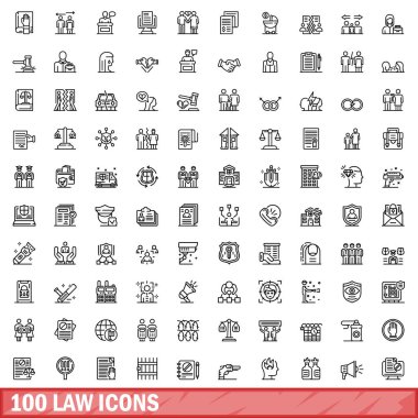 100 hukuk Icons set, anahat stili