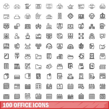 100 office Icons set, anahat stili