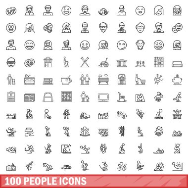 100 kişi Icons set, anahat stili