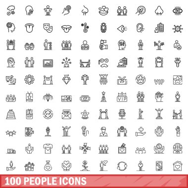 100 kişi Icons set, anahat stili